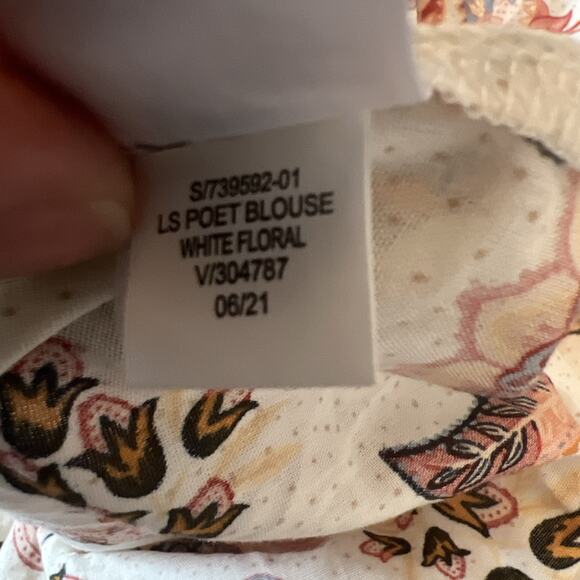 Old Navy Women’s XXL Button Up Poet Blouse Floral Top Boho Cottagecore - Picture 6 of 9